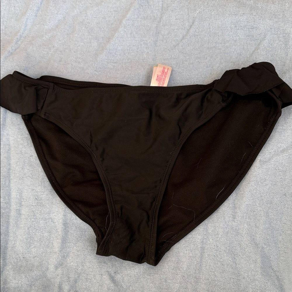 No Boundaries Black Bikini Bottom with Pink Logo Tag